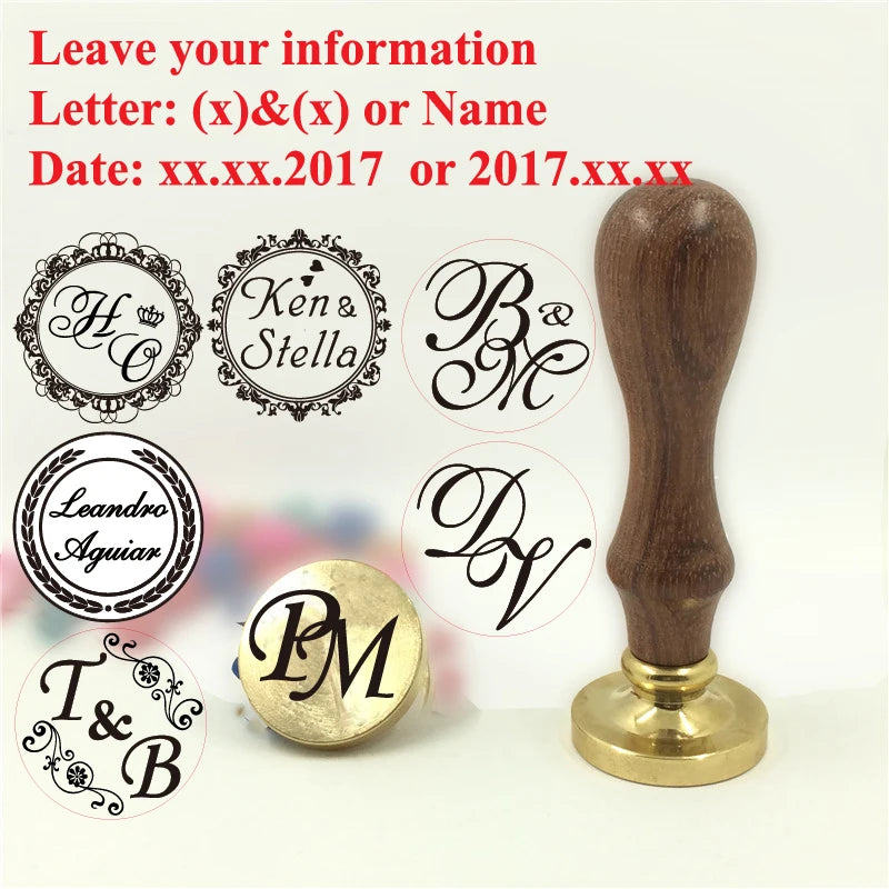 Custom brass wax seal Stamp with 2 Initial Ornament wreath,Vintage Reusable for DIY Wedding Invitation & Letters,Free Engravi