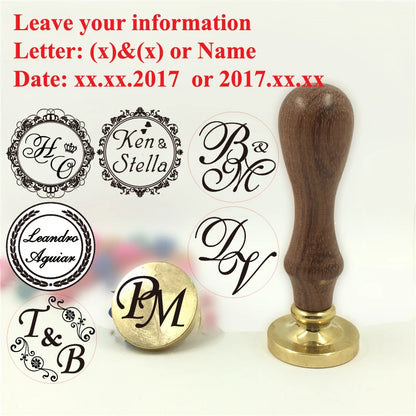 Custom brass wax seal Stamp with 2 Initial Ornament wreath,Vintage Reusable for DIY Wedding Invitation & Letters,Free Engravi