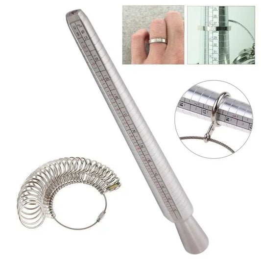 Metal Ring Sizer Measuring Tool Set Gauge Mandrel Stick Finger Tool Jewelry Making Equipments Accessories