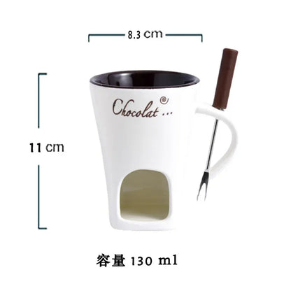 New 130ML European Candle Cup Cheese Chocolate Melting Ceramic Mug Heating Food Ceramic Mug with Fork Coffee Mug Tableware HW
