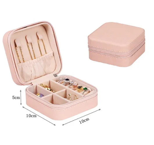 Portable Travel Paper Jewelry Box - 10x10cm Pink