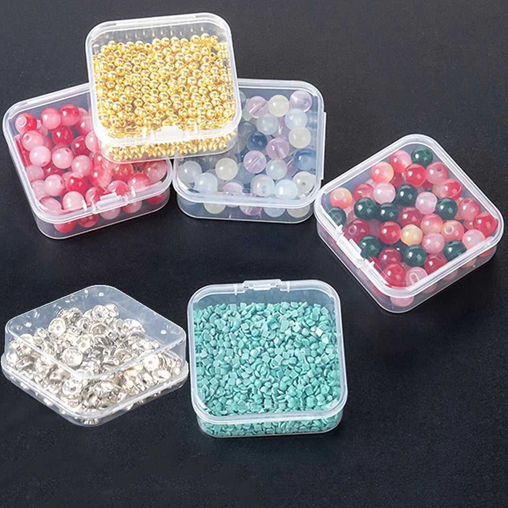 Transparent plastic craft storage box, portable multifunctional storage box, suitable for jewelry, beads, DIY art supplies