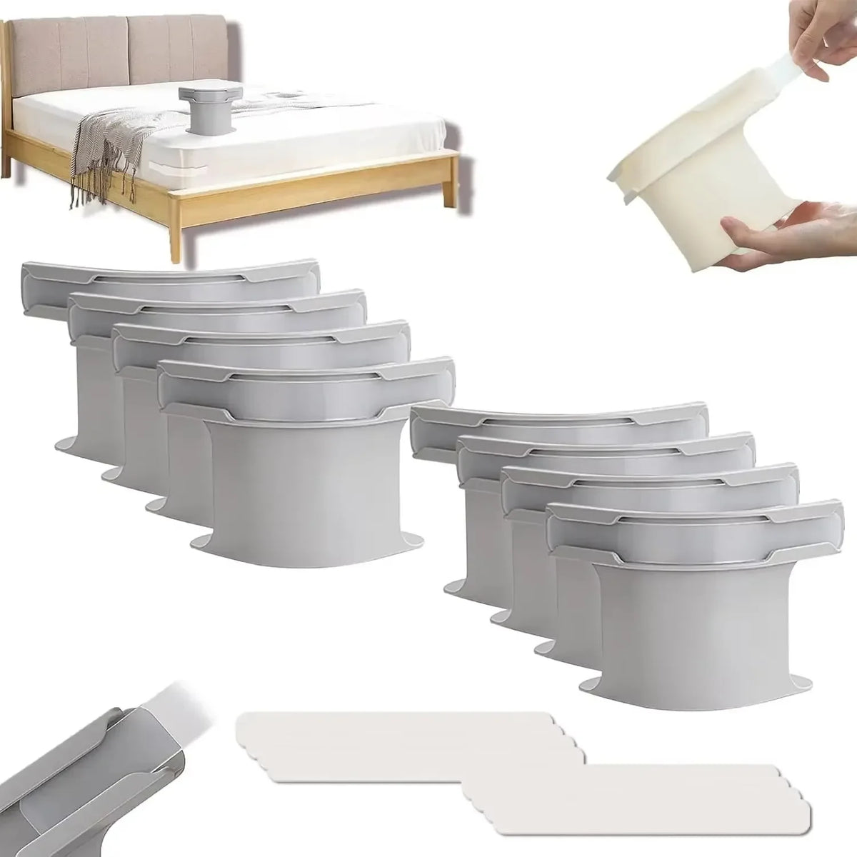 8/4Pcs Heavy Duty Bedsheet Corner Tightener Clips Materials Durable and Reliable Bed Sheet Grippers for Protectors - Grey 8pc