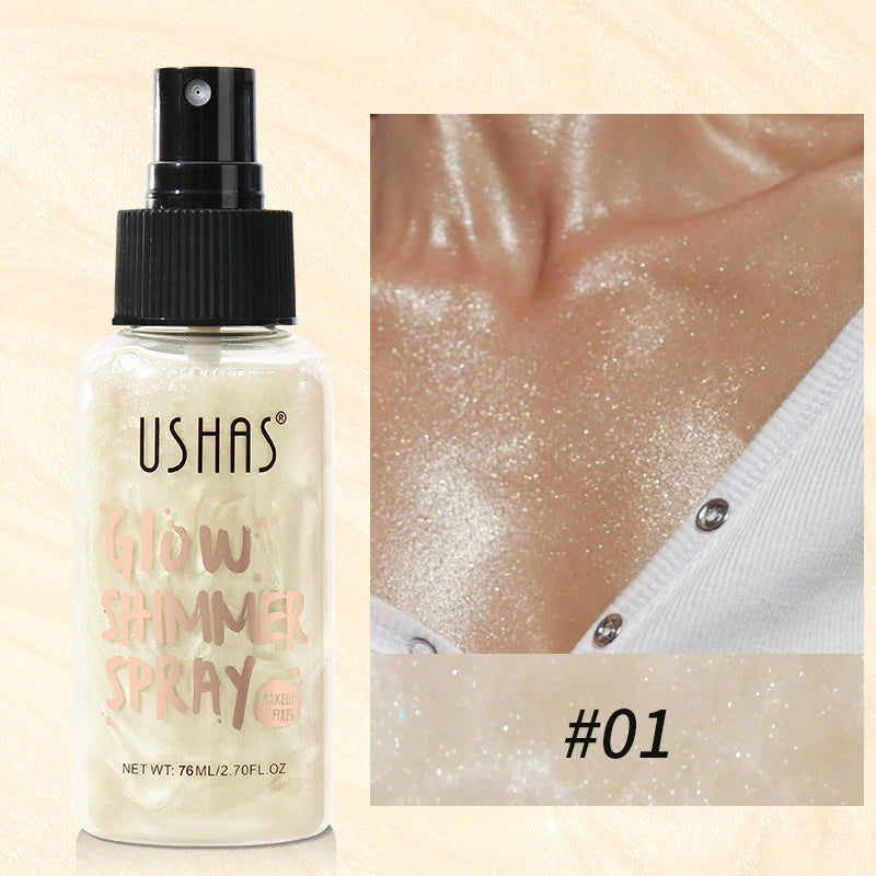 USHAS 4 Color Body Liquid Highlighter Facial Contour Brightening Makeup Long Lasting Sequin Illuminating Moisturizing Highlig