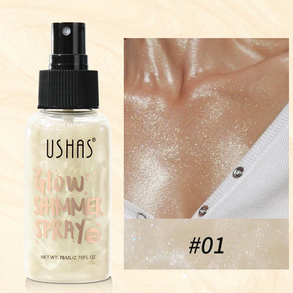 USHAS 4 Color Body Liquid Highlighter Facial Contour Brightening Makeup Long Lasting Sequin Illuminating Moisturizing Highlig