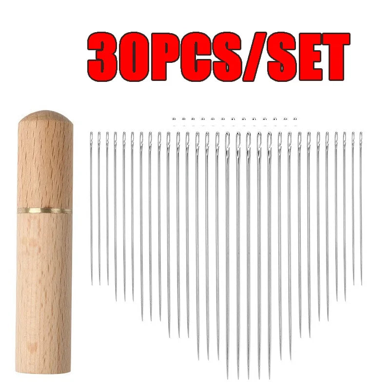30pcs Blind Sewing Needle Elderly Stainless Steel Quick Automatic Self-Threading Needle Stitching Pins DIY Punch Needle Threa
