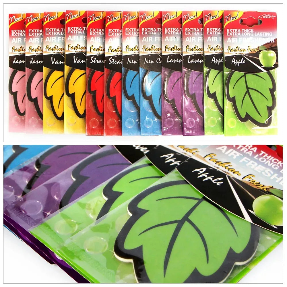 3-60pcs Car Air Freshener Natural Scented Tea Paper Auto Hanging Vanilla Perfume Fragrance Leaf Shape Car Accessories Interio