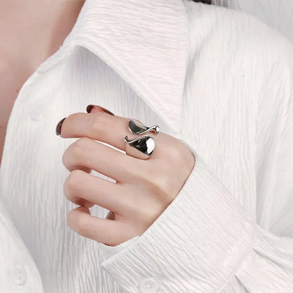 925 Sterling Silver Rings for Women Couple Minimalist Handmade Simple Big Open Ring Party Prevent Allergy Jewelry Holiday Gif