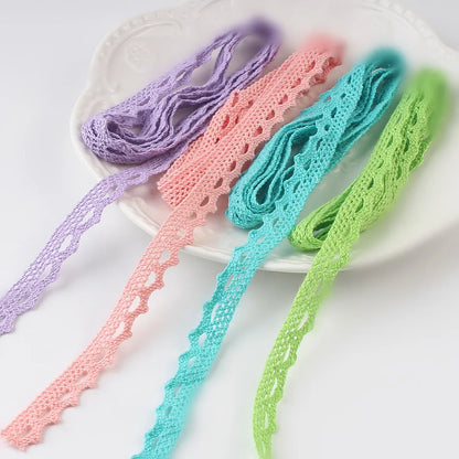5 /10Yards Multi Colored Cotton Lace Trims Ribbon DIY Clothes Hometexile Edge Embellishement Handmade Cotton Fabric Material