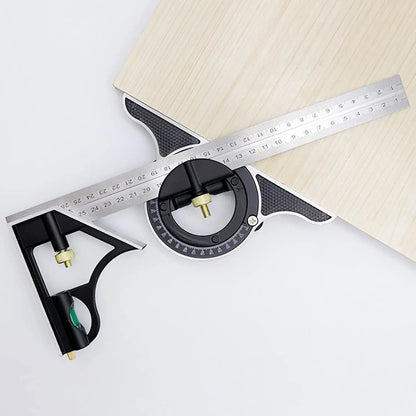 Adjustable Sliding Combination Square Ruler, Metal Ruler Framing Square T Ruler Carpentry Woodworking Measure Tools
