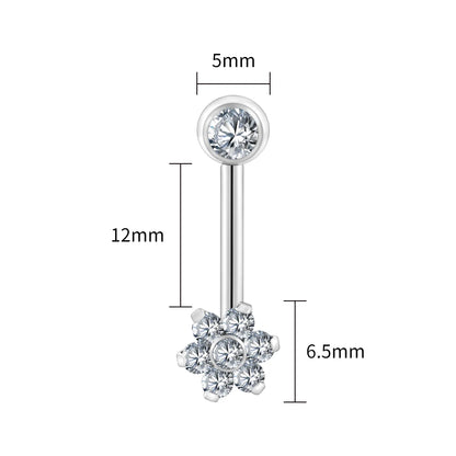 Right Grand ASTM F136 Titanium CZ Flower VCH Piercing 14G L-Bend Barbell Christina Piercing Jewelry