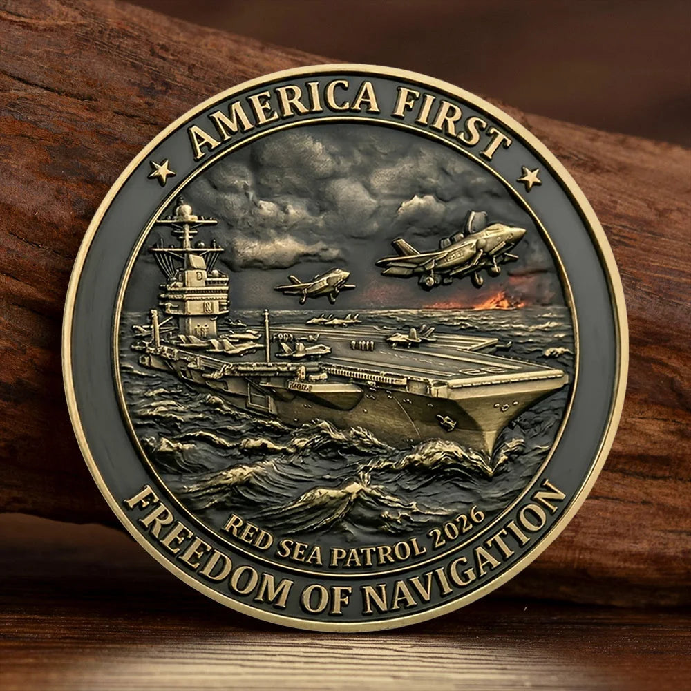 America First Freedom of Navigation Bronze Plated Commemoration Coin Strength Through Deterrence Collection Coin
