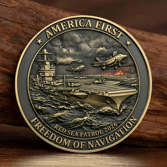 America First Freedom of Navigation Bronze Plated Commemoration Coin Strength Through Deterrence Collection Coin