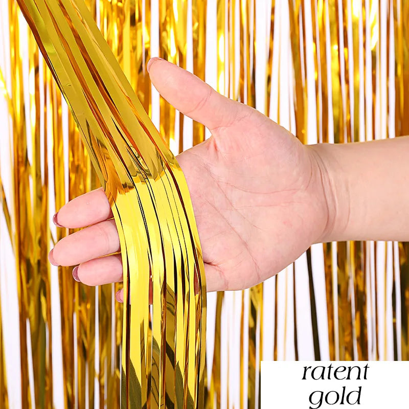 Top Matte Birthday Party Decoration Backdrop Foil Tassel Fringe Curtain Kids Adult Photo Booth Baby Shower Wedding Matte Drap