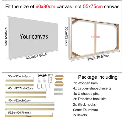 Various Sizes Canvas Frame Wooden Frames Natural Wooden Photo Oil Painting Canvas Diamond Painting Frames Canvas Wood Wall Fr