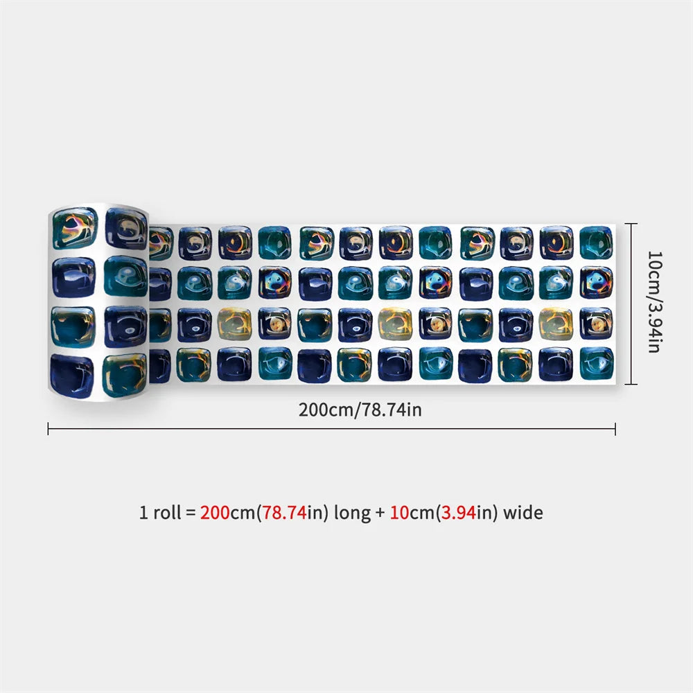 Mosaic Bathroom Waist Line Wall Stickers Waterproof Peel & Stick Art Backsplash Kitchen Office Skirting Line Decor Wallpaper