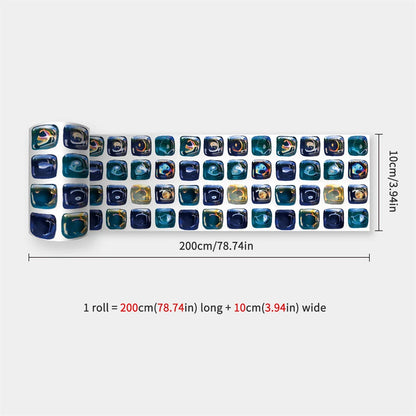 Mosaic Bathroom Waist Line Wall Stickers Waterproof Peel & Stick Art Backsplash Kitchen Office Skirting Line Decor Wallpaper