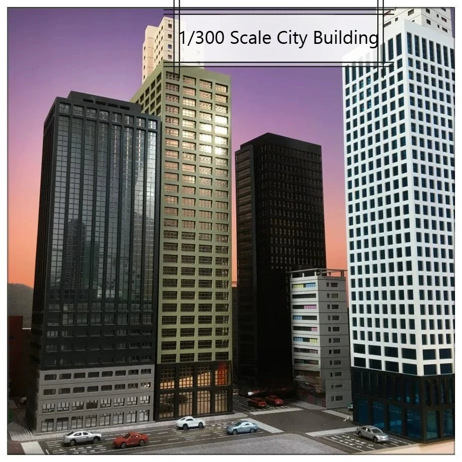 Diorama 1:300 Scale Architectural Model City Skyscraper Building Scene Display Model Railway Train Assembled Layout