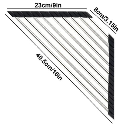 Roll Up Triangle Dish Drying Rack Kitchen Sink Organizer Corner Over the Sink Sponge Rag Holder Foldable Stainless Steel Drai
