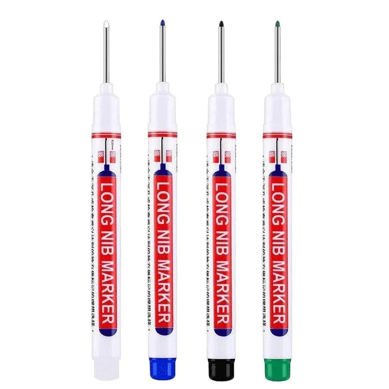 4Pcs/Set 20mm Deep Hole Long Nib Head Markers For Metal Perforating Pen Waterproof Bathroom Woodworking Decoration Multi-Purp