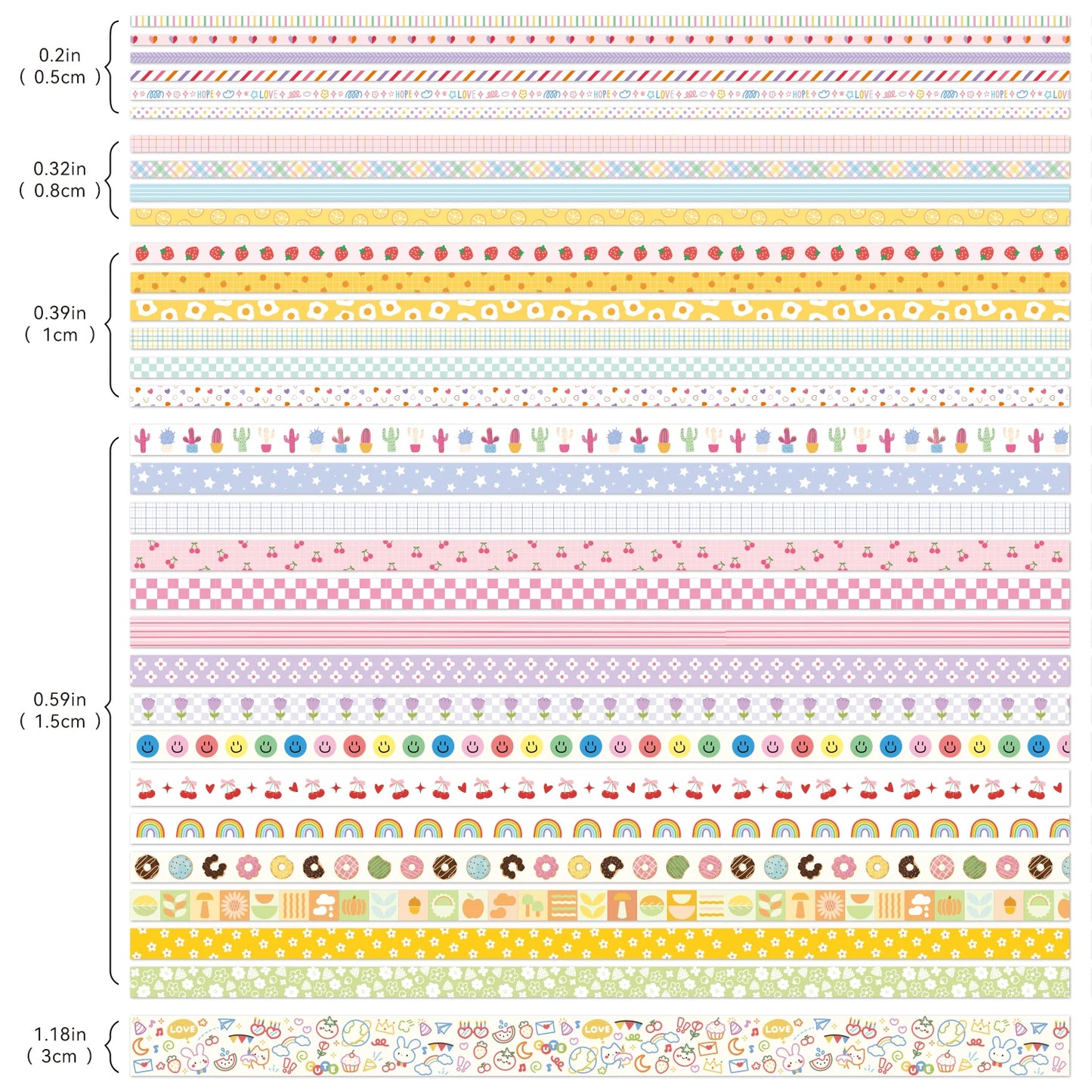 32 Rolls Colorful Cute Floral Writable Washi Tape Set, Decorative Tapes for Scrapbooking and Journaling, Junk Journal Supplie