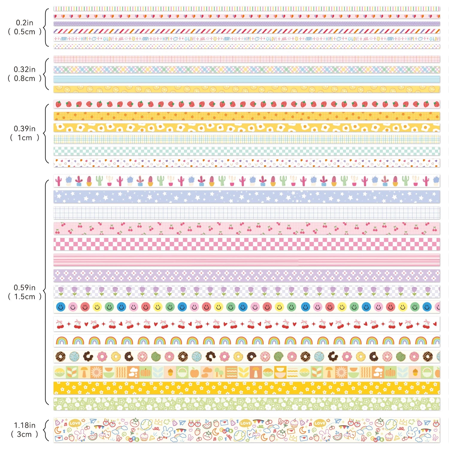 32 Rolls Colorful Cute Floral Writable Washi Tape Set, Decorative Tapes for Scrapbooking and Journaling, Junk Journal Supplie