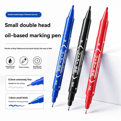10Pcs/set Double Tip Art Black Blue ink Permanent Paint Marker Pen for Plastic Wood Stone Metal Glass Doodling Marking Graffi