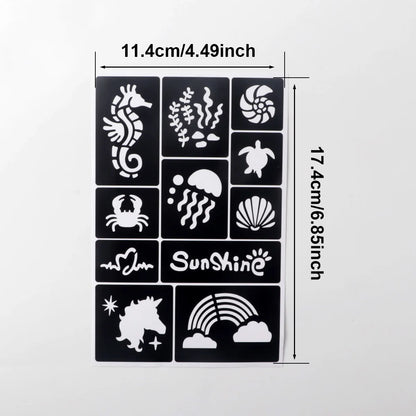 Temporary Tattoo Stencil Templates Set Reusable DIY Painting for Face and Body Art, Christmas Eve Gifts Party Favor Supplies