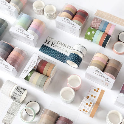 10 Rolls Kawaii Washi tapes set School supplies Cute stickers Masking tape Aesthetic stationery Scrapbooking journal decorati