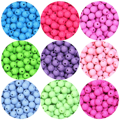 10-100Pcs/Lot 6-20mm Solid Color Round Acrylic Beads Loose Spacer Beads For DIY Keychains Decoration Handmade Crafts Accessor