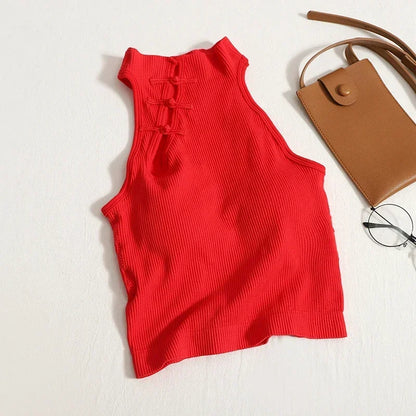 Vintage Hault Tanks Camis For Women Sleeveless Almighty Casual Button Femme Croset Crop Tops With Built in Bras Woman Camisol