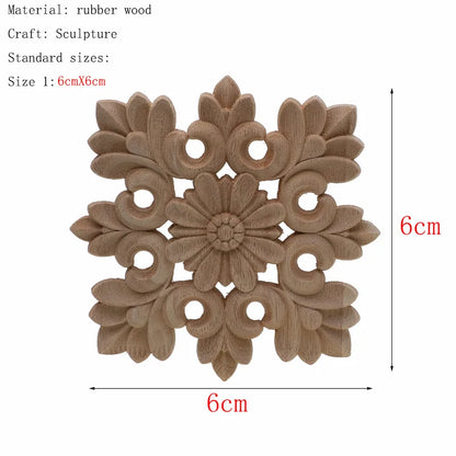 1Pc Unique Natural Floral Wood Carved Wooden Figurines Crafts Corner Appliques Frame Wall Door Furniture Woodcarving Decorati