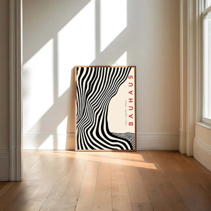 Mid Century Modern Black Bauhaus Canvas Wall Art Poster, Unframed Wavy Minimalist Bauhaus Wall Art Prints for Living Room Dec