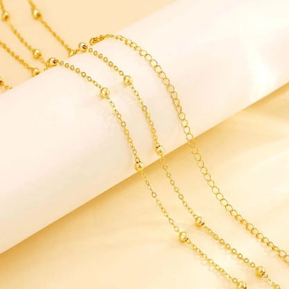 Fashion Double Layer Beaded Waist Chain for Women Simple Gold Color Metal Cross Round Bead Body Chain Bikini Jewelry Acessori