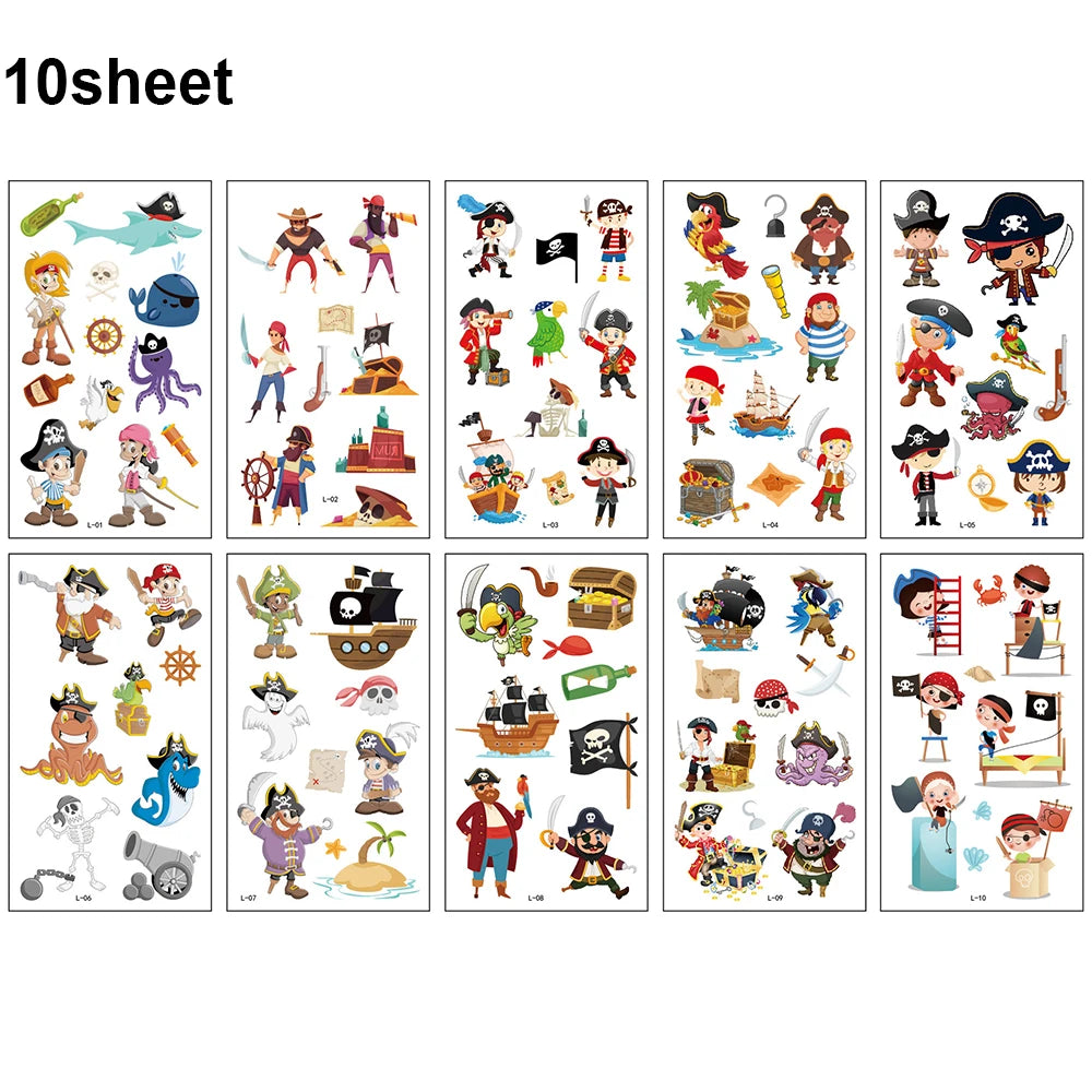 Pirate Party Supplies Temporary Tattoos Boys Girls Tattoos Stickers Birthday Party Supplies Gift Pirate Party Favors Decorati