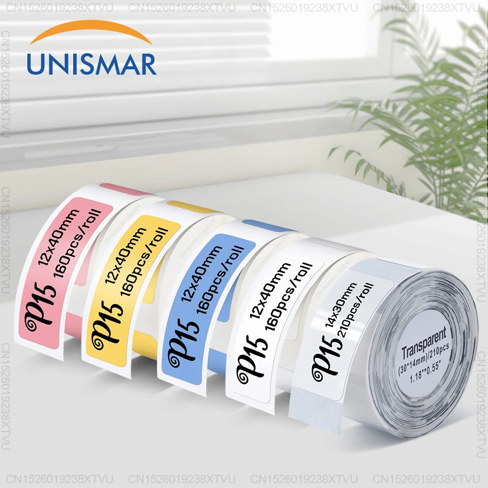 1PK Marklife P15 Printer Label Sticker 12x40mm 15x30mm 15x50mm Thermal Label Paper Compatible with P15 P12 P11 D30 Q30 Labele