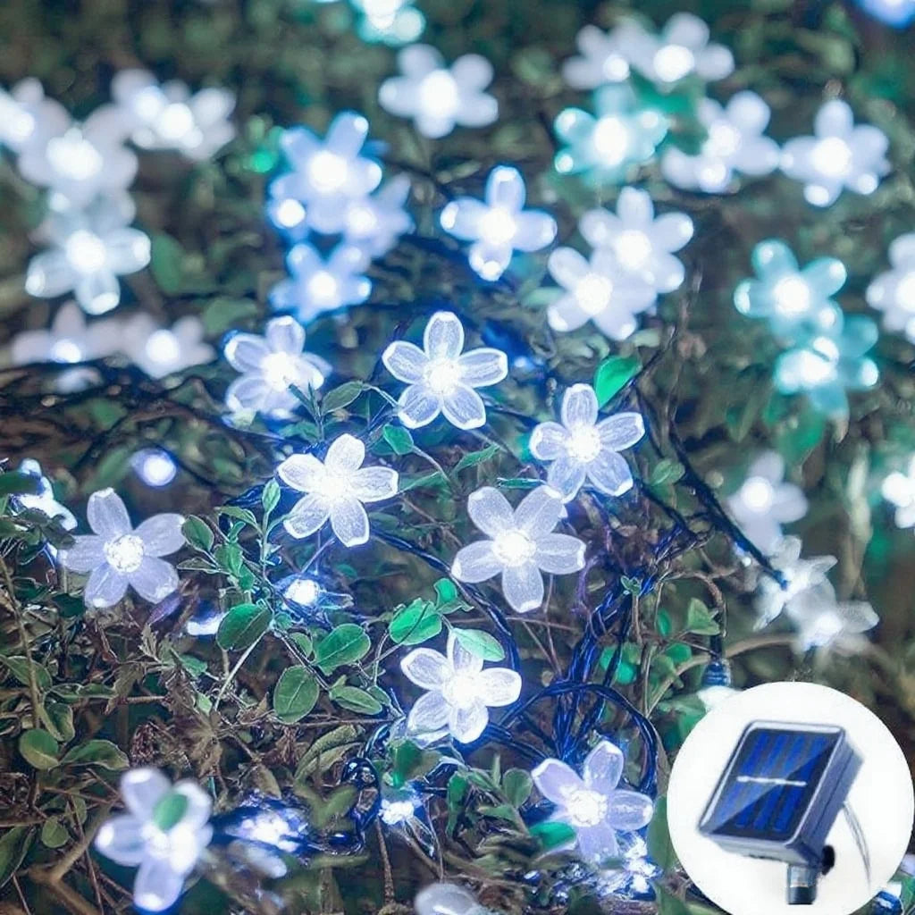 Solar Cherry Garden Blossom Flower Lights Garlands String Lights Solar Outdoor Waterproof Lawn Pathway Christmas Decoration L
