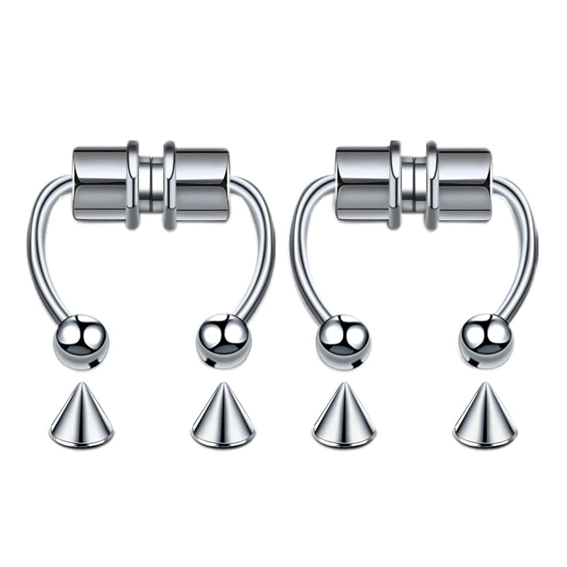 Women Fake Piercing Nose Ring Hoop Septum Non Piercing Nose Clip Rock HipHoop Stainless Steel Magnet Fashion Punk Body Jewelr