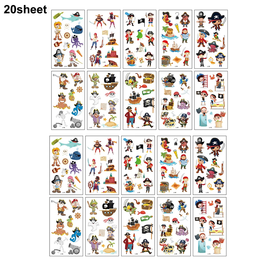 Pirate Party Supplies Temporary Tattoos Boys Girls Tattoos Stickers Birthday Party Supplies Gift Pirate Party Favors Decorati