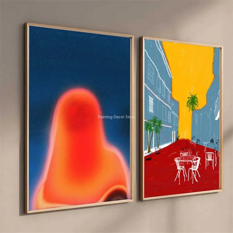 Mid Century Vintage Classic Colorful Posters Abstract Canvas Print Wall Art Canvas Painting for Living Room Home Decor TW10
