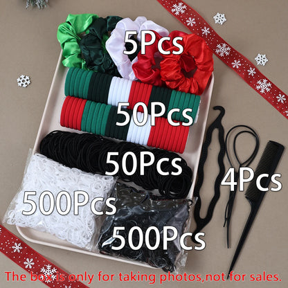 1109pcs Women Dark Hair Accessories Set Elastic Seamless Ponytail Scrunchies Small Rubber Bands Fashion Hair Ties Headbands -