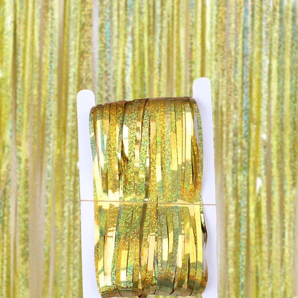 Gold Foil Curtain Fringe Pink For Backdrop Party Back Drop Photo Booth Wedding Graduations Birthday Christmas Event - Gold / 