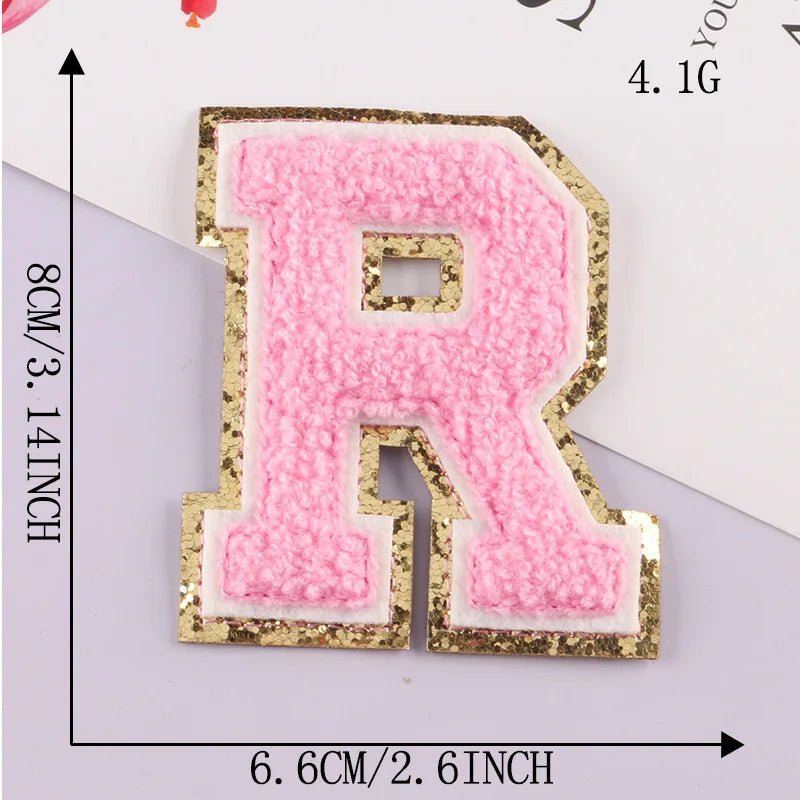 8CM Patch Letters for Clothes Alphabet Sticky Letter Clothing Bags Jacket Iron on Letter Emblems Chenille Patches for DIY MC0