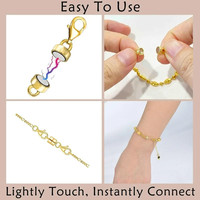 Magnetic Necklace Clasps and Closures with Lobster Clasp 14K Gold and Silver Plated Magnet Jewelry Clasps Converters