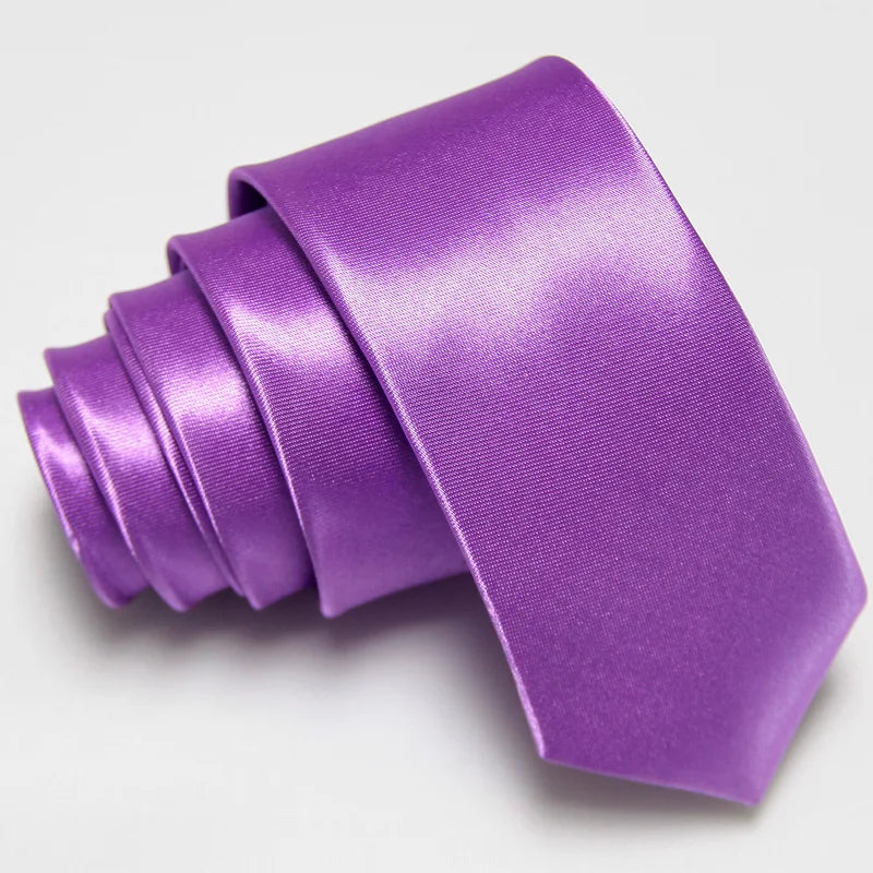 Fashion 5CM Skinny Slim Narrow Ties for man Solid Color Black Red Blue Patterns Necktie For mens Neck Tie Neckwear - Purple