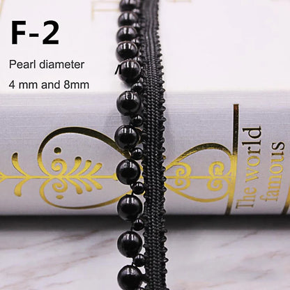 1yard/lot White black Pearl Bead lace Ribbon Tape lace fabric Trim Ribbons for DIY Sewing Garments Handmade Clothing Accessor