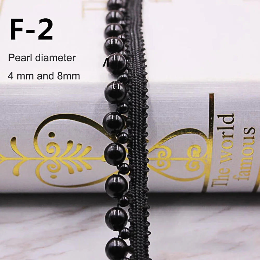1yard/lot White black Pearl Bead lace Ribbon Tape lace fabric Trim Ribbons for DIY Sewing Garments Handmade Clothing Accessor