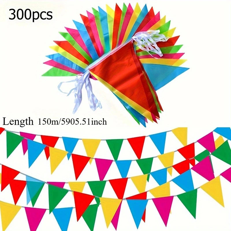 500/300/100Pcs Flags Colorful Pennant Banner Flags Triangle Flags, Garland for Theme Birthday Party, Outdoor Event Anniversar