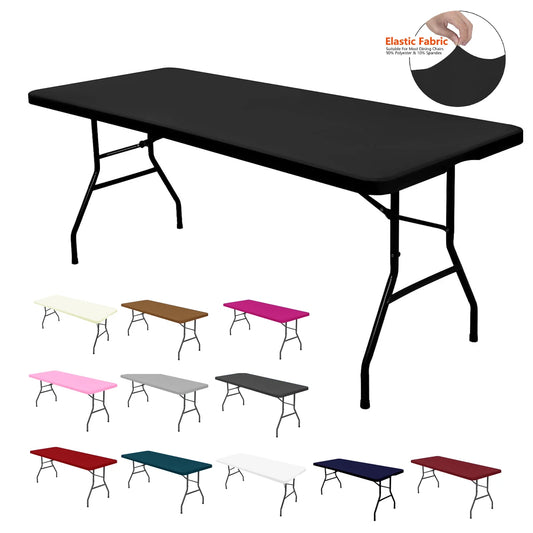 1 Pc 4/6/8ft Spandex Tablecloth Elastic Fitted Stretch Rectangular Tablecloth Washable and Wrinkle Resistant Patio Table Cove