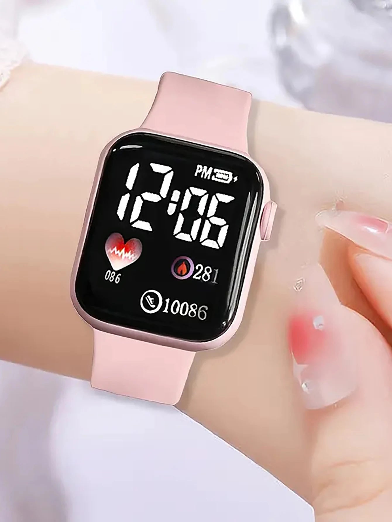 Love Pattern Electronic Watch And Butterfly Accessories Set Birthday Gift (No Box Included)